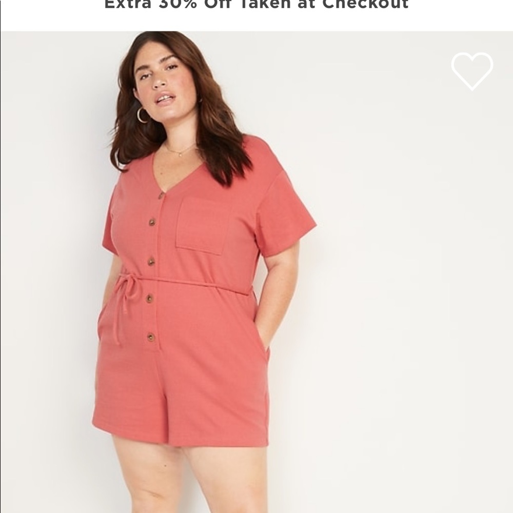 Old Navy Coral Button-Front Romper
